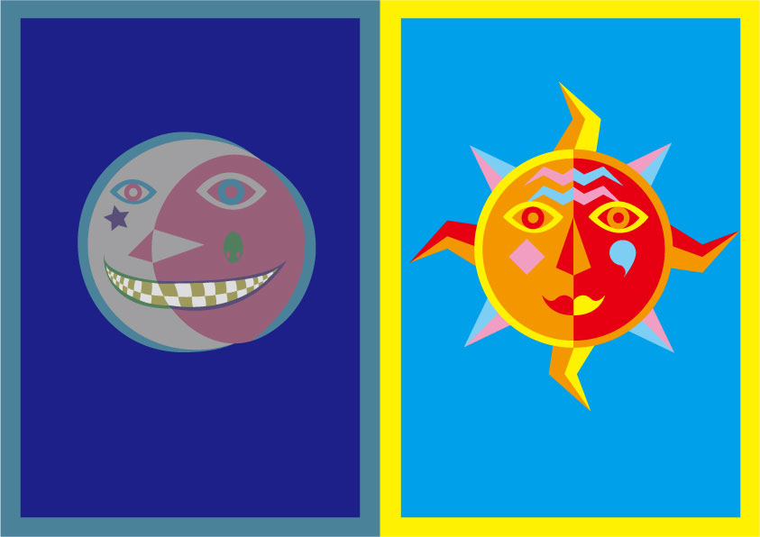 イラスト 月 太陽 月と太陽 抽象画 ユキビトさん イラスト無料素材のイラスト屋さん イラスト発注 イラストレーター募集も