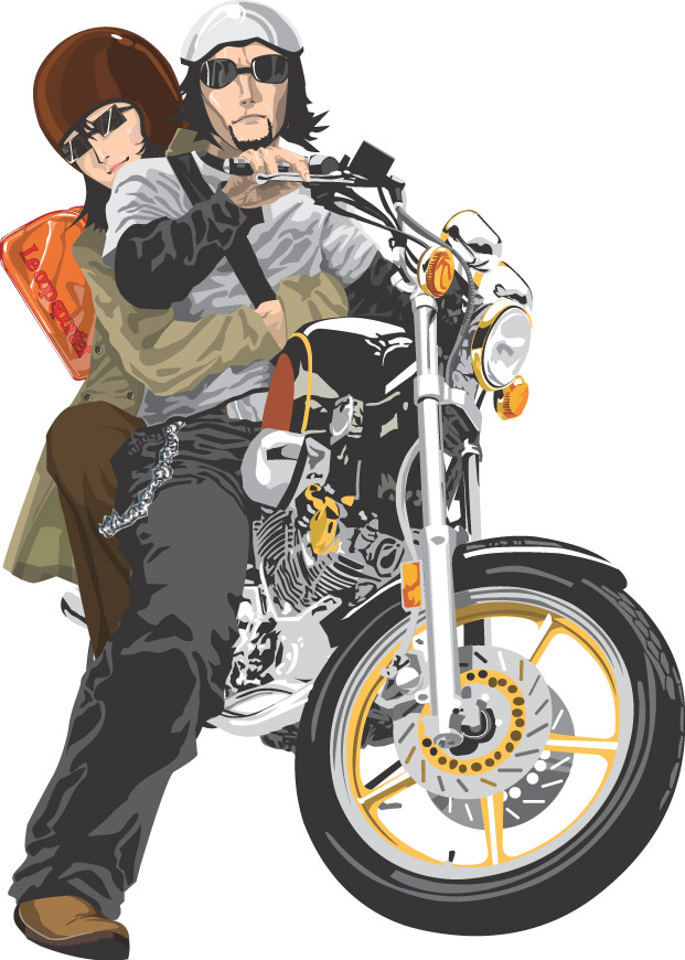 イラスト バイク 人有り 乗物 オートバイ ｈａｙａｍａ イラスト無料素材のイラスト屋さん イラスト発注 イラストレーター募集も