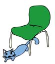 イラスト「椅子　猫　インテリア　動物」新屋　斐