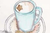 イラスト「ティーポット　クッキー　雑貨　コーヒー　紅茶　色鉛筆画」metolo