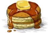 イラスト「おやつ、ホットケーキ、甘い」ミキアイコ